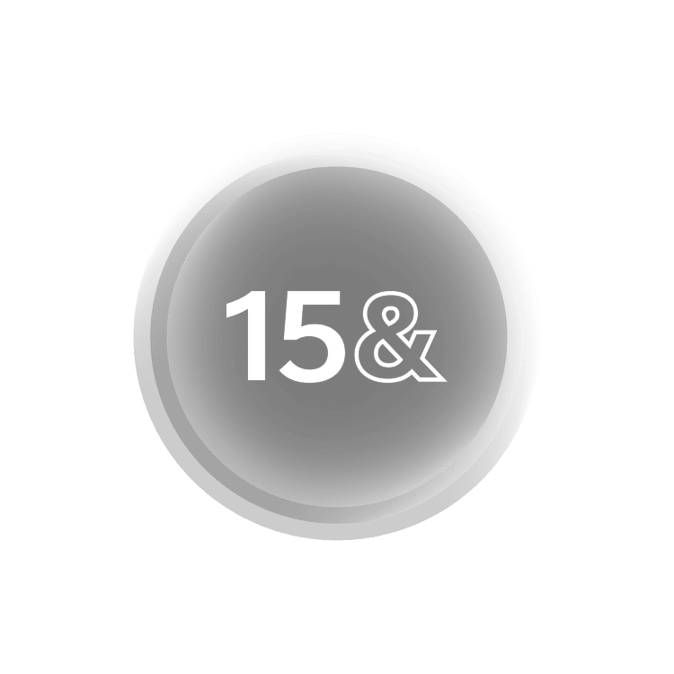 The Fifteen& mark: 15& set inside a circular badge.
